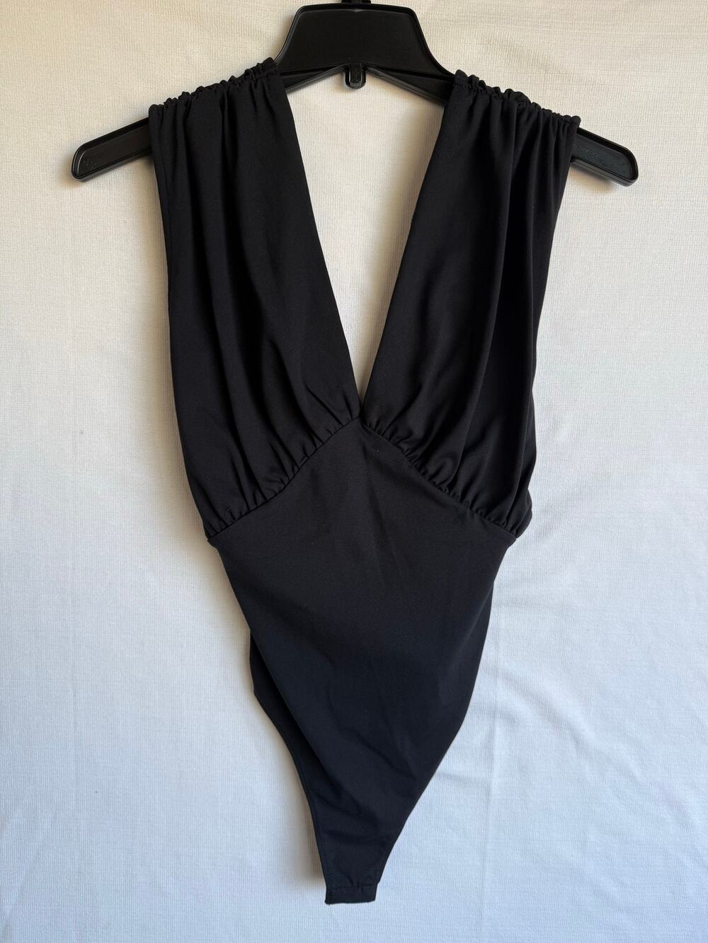 Promise (the label) plunging black sleeveless bodysuit